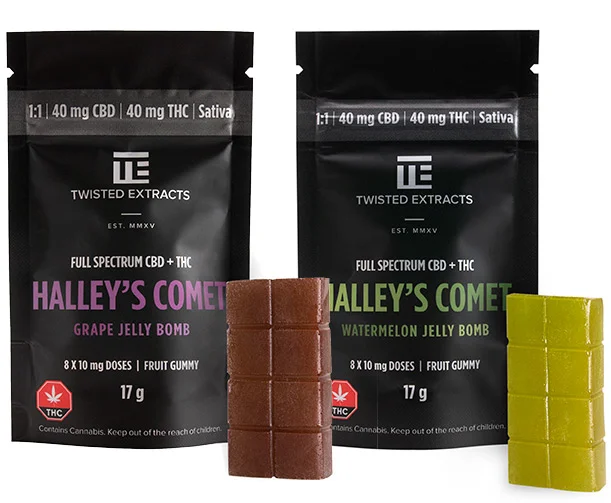 Halley’s Comet Full Spectrum 1:1 CBD:THC Jelly Bomb – Sativa