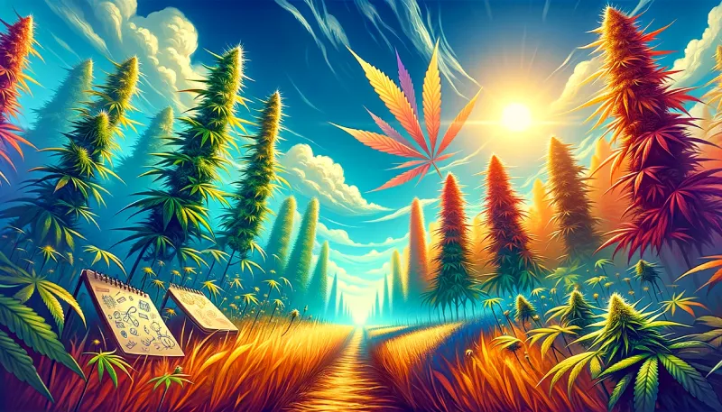 This vibrant and engaging image embodies the energy and focus associated with Sativa strains.